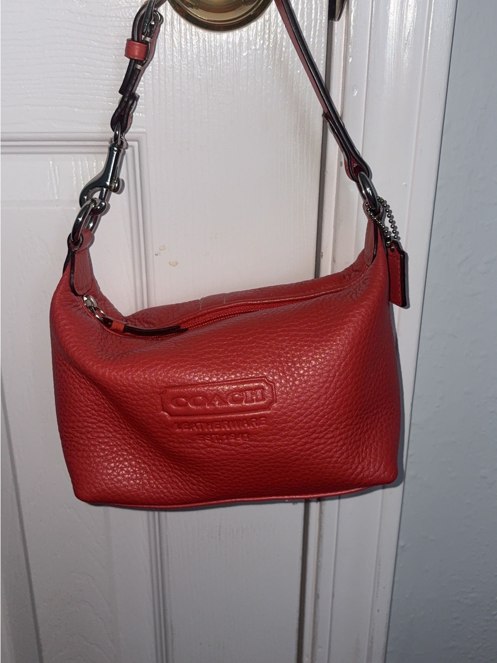 Coach coral Pebbled Leather Shoulder Bag